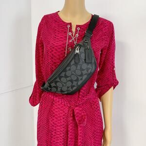 Coach CJ707 Warren Mini Belt Bag In Signature Canvas IN Charcoal